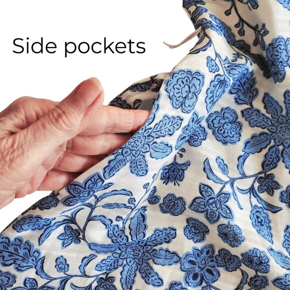 NWT Taylor Toile Square Neck Sleeveless Empire Waist Maxi Dress Blue & White 14 - Picture 5 of 15